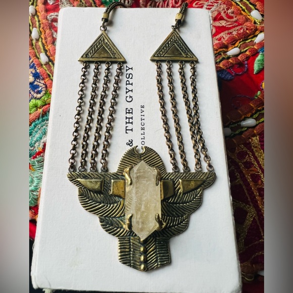 SOLD Spell And The Gypsy Dark Side of the Moon Necklace With Crystal Stone Brass - Picture 3 of 11